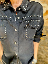 Chaqueta cargo con tachuelas Rocky - Negra
