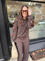 Riley Knit With Sequin Bow - Chocolate