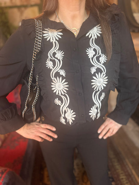 Blusa bordada Felicity - Negra