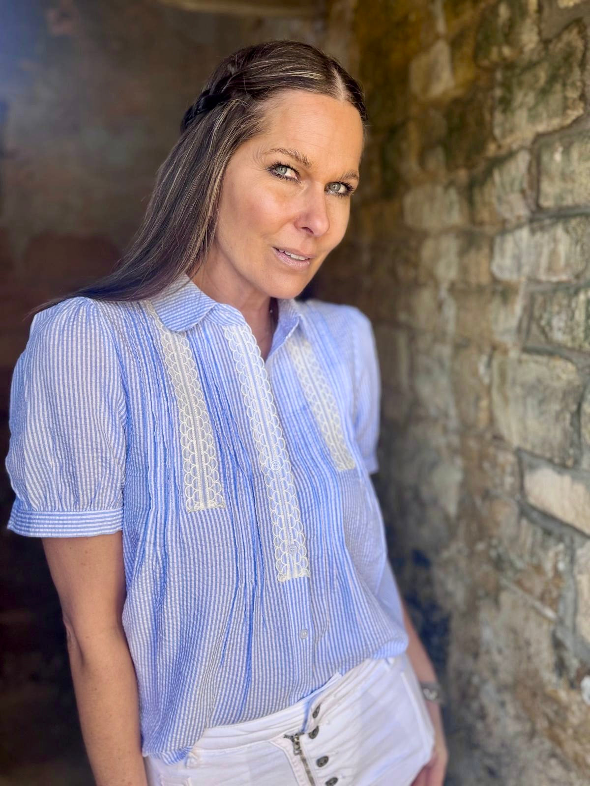 Dorra Short Sleeve Blouse - Blue