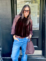 Rory Lace Sleeve Top - Chocolate