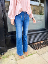 Stella Studded Bootcut Jean - Blue