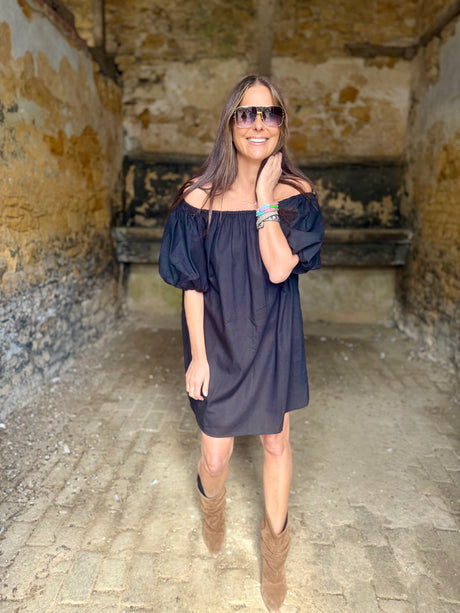 Off The Shoulder Dress- Black