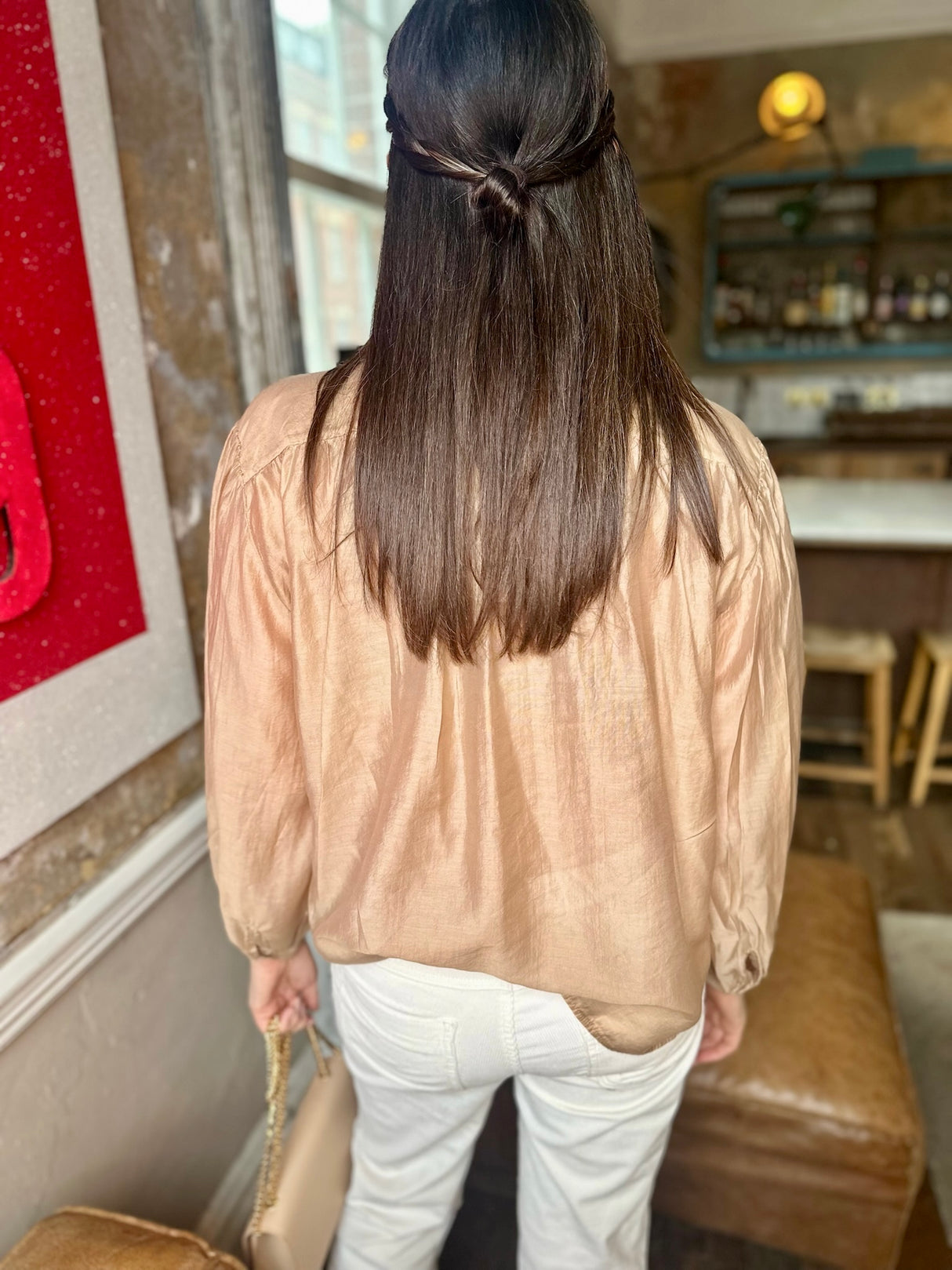 Blusa con volantes color lila - Camel