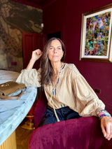 Citrine Blouse With Tassel - Beige