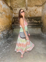 Crystal Metallic Maxi Dress - Orange