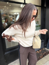 Riley Knit With Sequin Bow - Cream