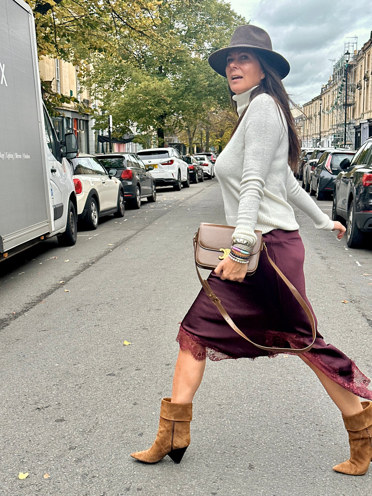 Edith Satin Lace Skirt