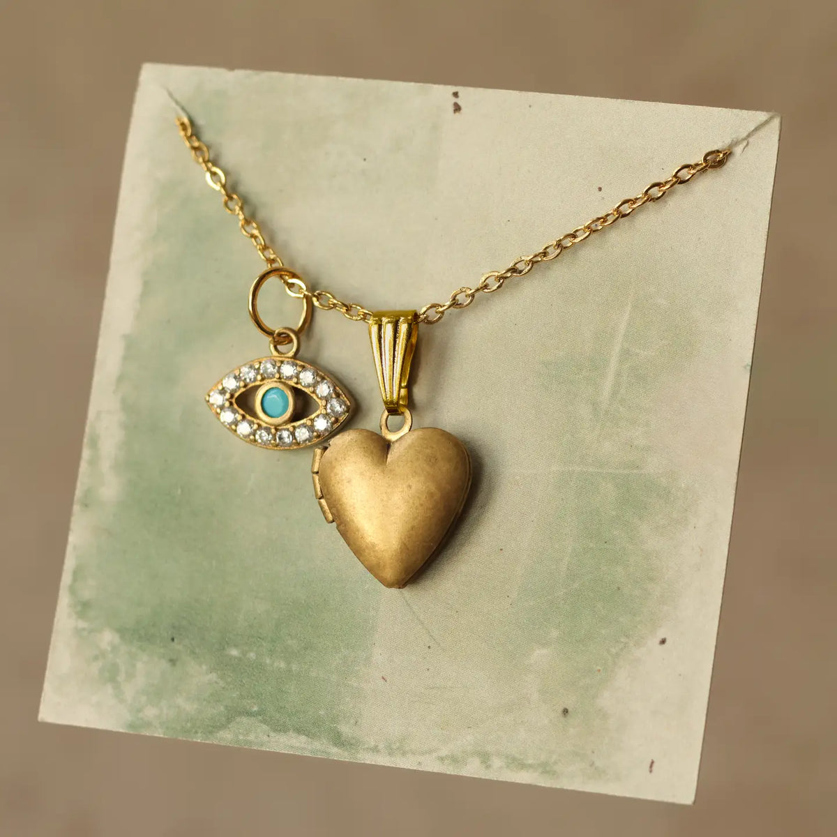 Turquoise Charm Locket Necklace