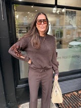 Riley Knit With Sequin Bow - Chocolate