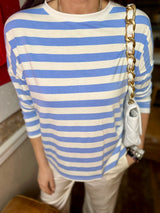 Blusa de rayas con cuello redondo Paloma - Azul