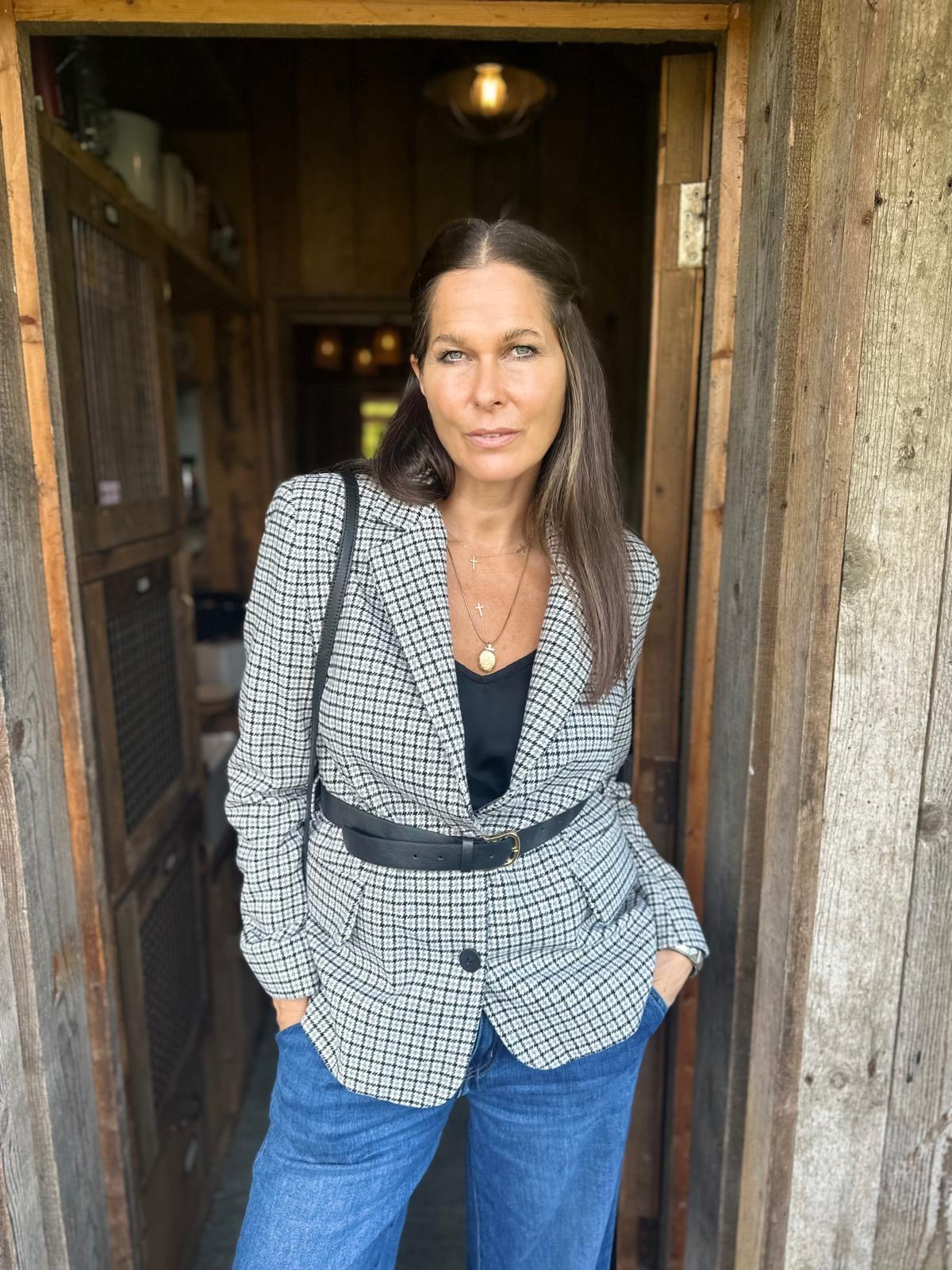 Chaqueta Rocco de pata de gallo en mezcla de gris