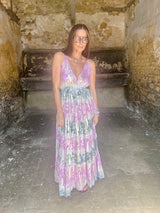 Crystal Metallic Maxi Dress - Hot Pink