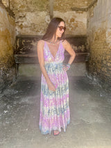Crystal Metallic Maxi Dress - Hot Pink