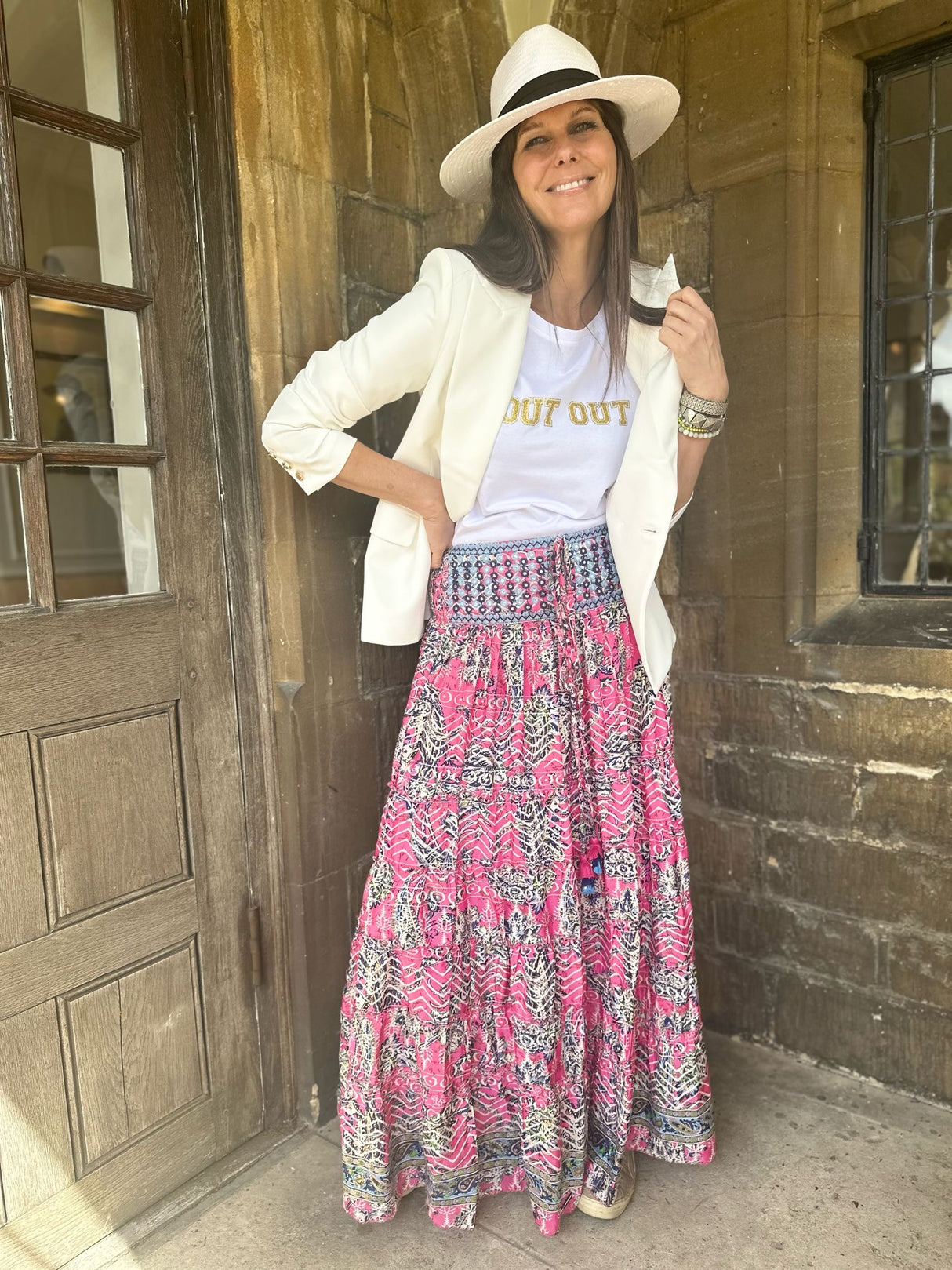 Believer Tiered Maxi Skirt Persian Rose