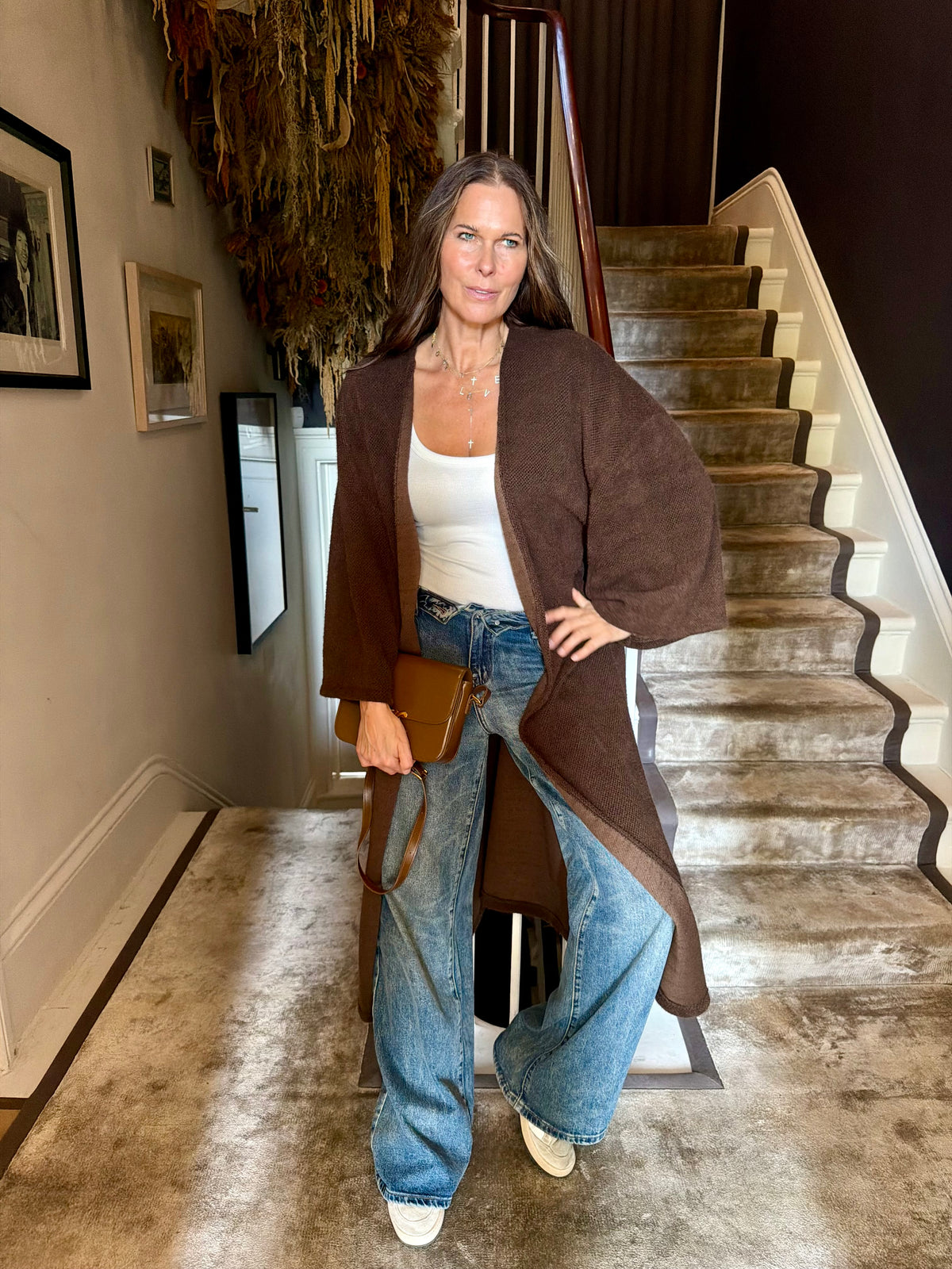 Saville Long Line Knit - Chocolate