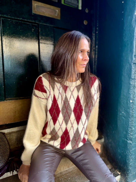 Argyle Crew Neck - Ivory