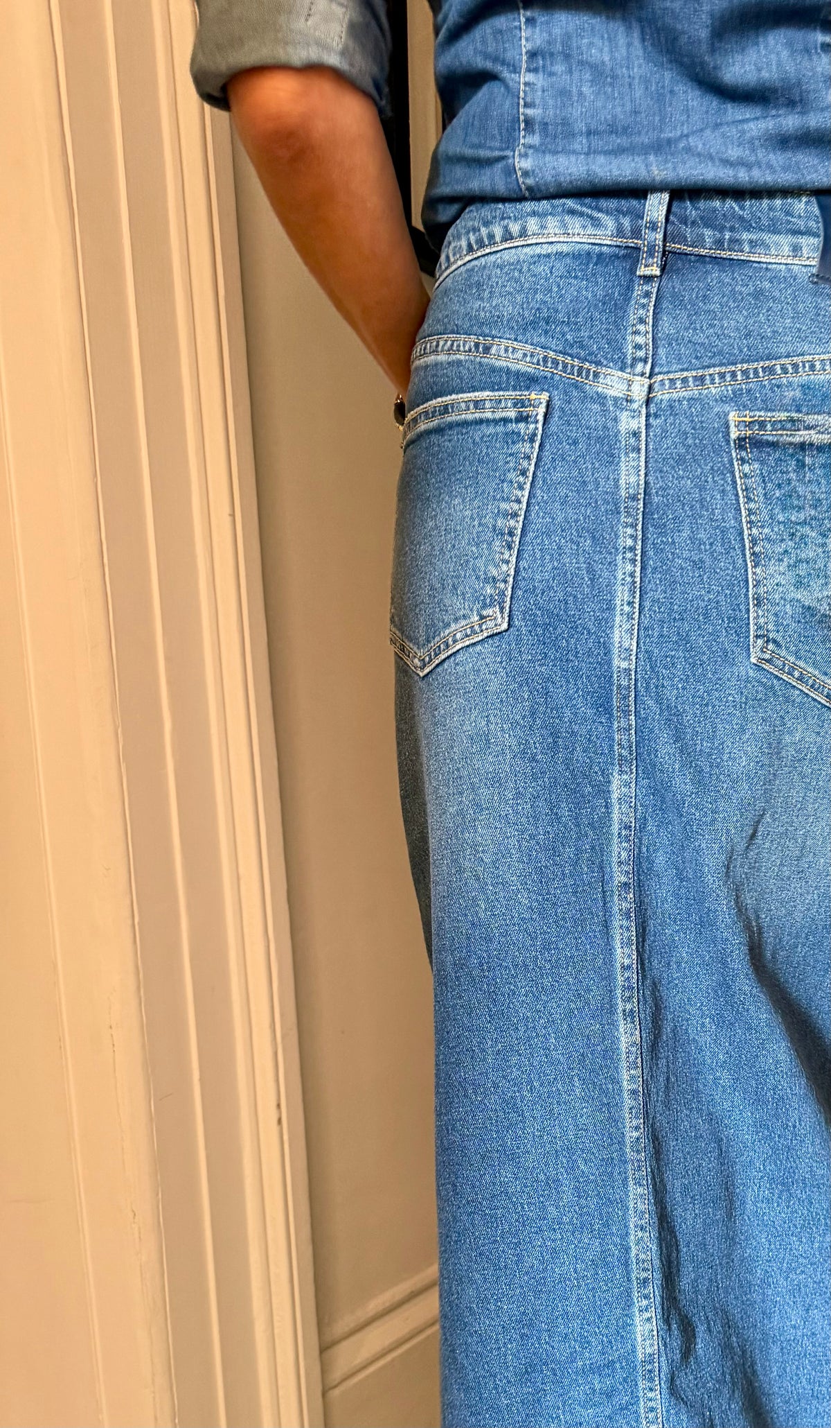 Crush Denim Maxi Skirt