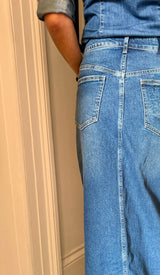 Crush Denim Maxi Skirt