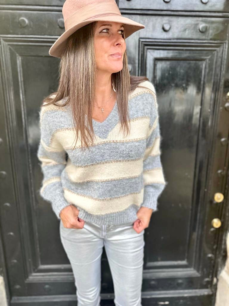 Jean Lux efecto cuero plateado