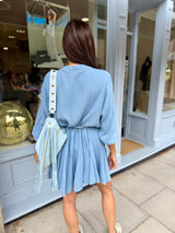 Minnie Cotton Mini Dress- Blue