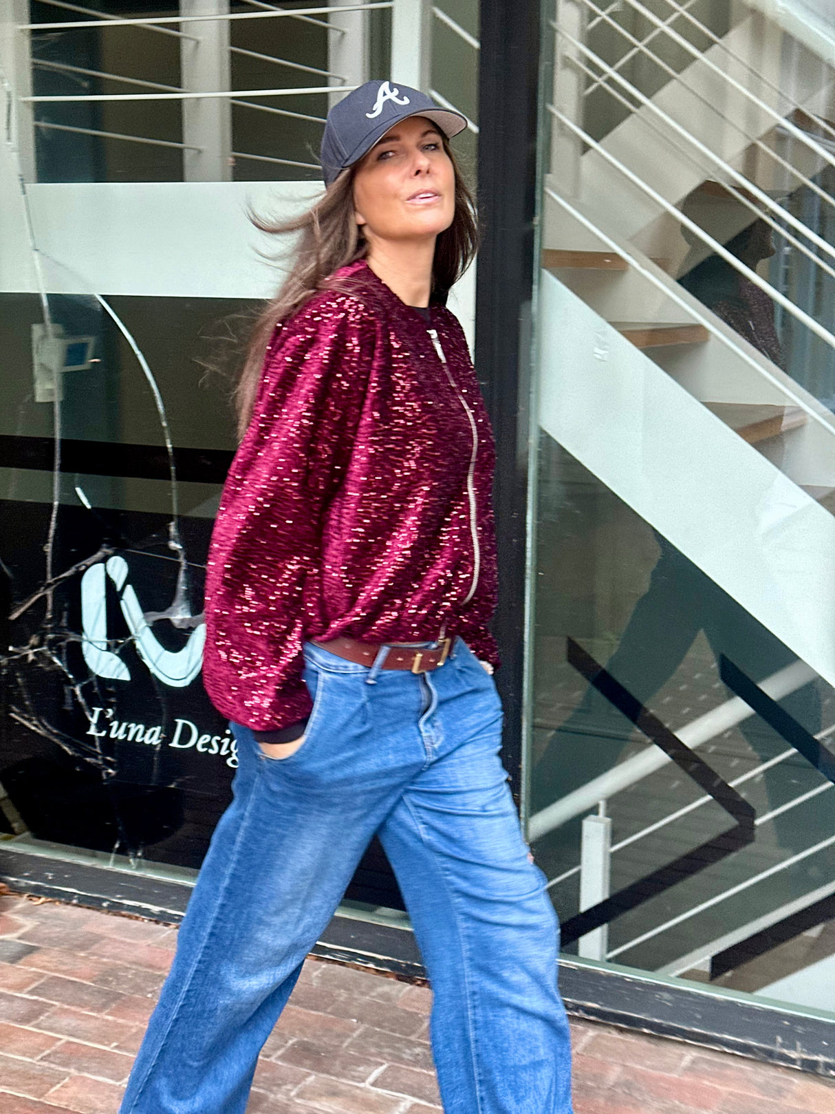 Marant Sequin Bomber - Cherry