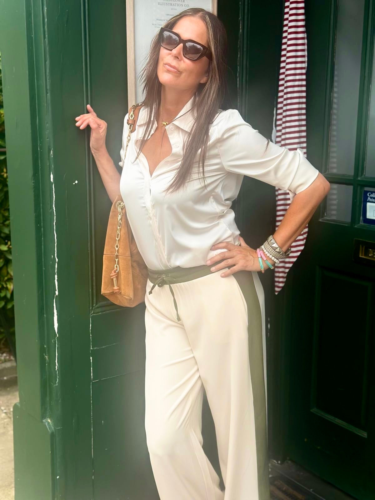 Tempest Pant - Nude with Khaki Stripe