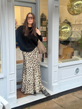 Layla Animal Print Midi Skirt - Sand