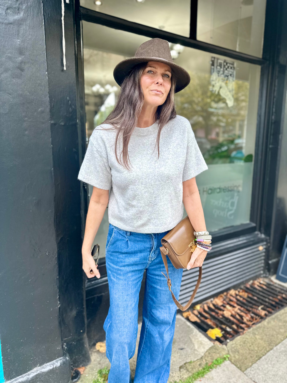 Harriet Short Sleeve knit - Grey