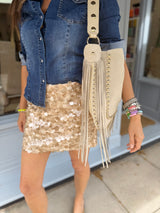 Aveline Sequin Mini Skirt - Biscuit