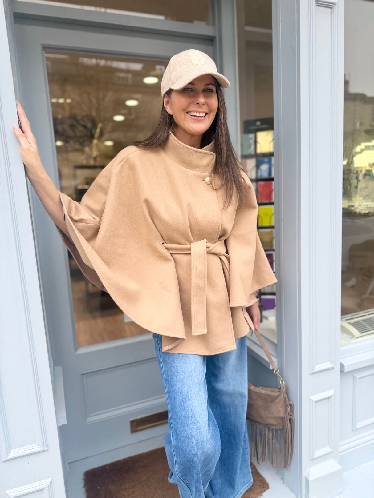 Spring Camel Tie Cape