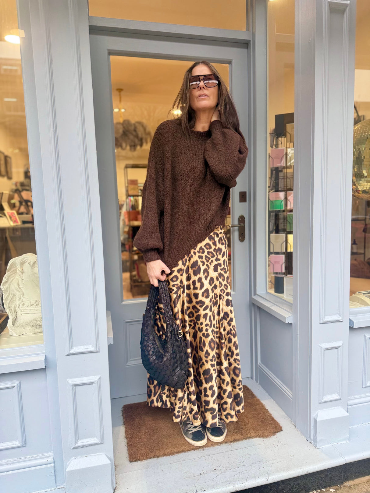 Layla Animal Print Midi Skirt - Amber