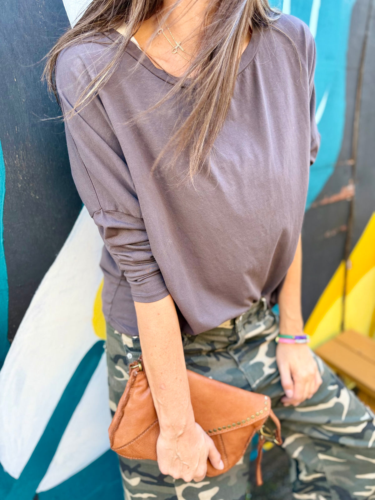 Slouchy LS Top - Choc