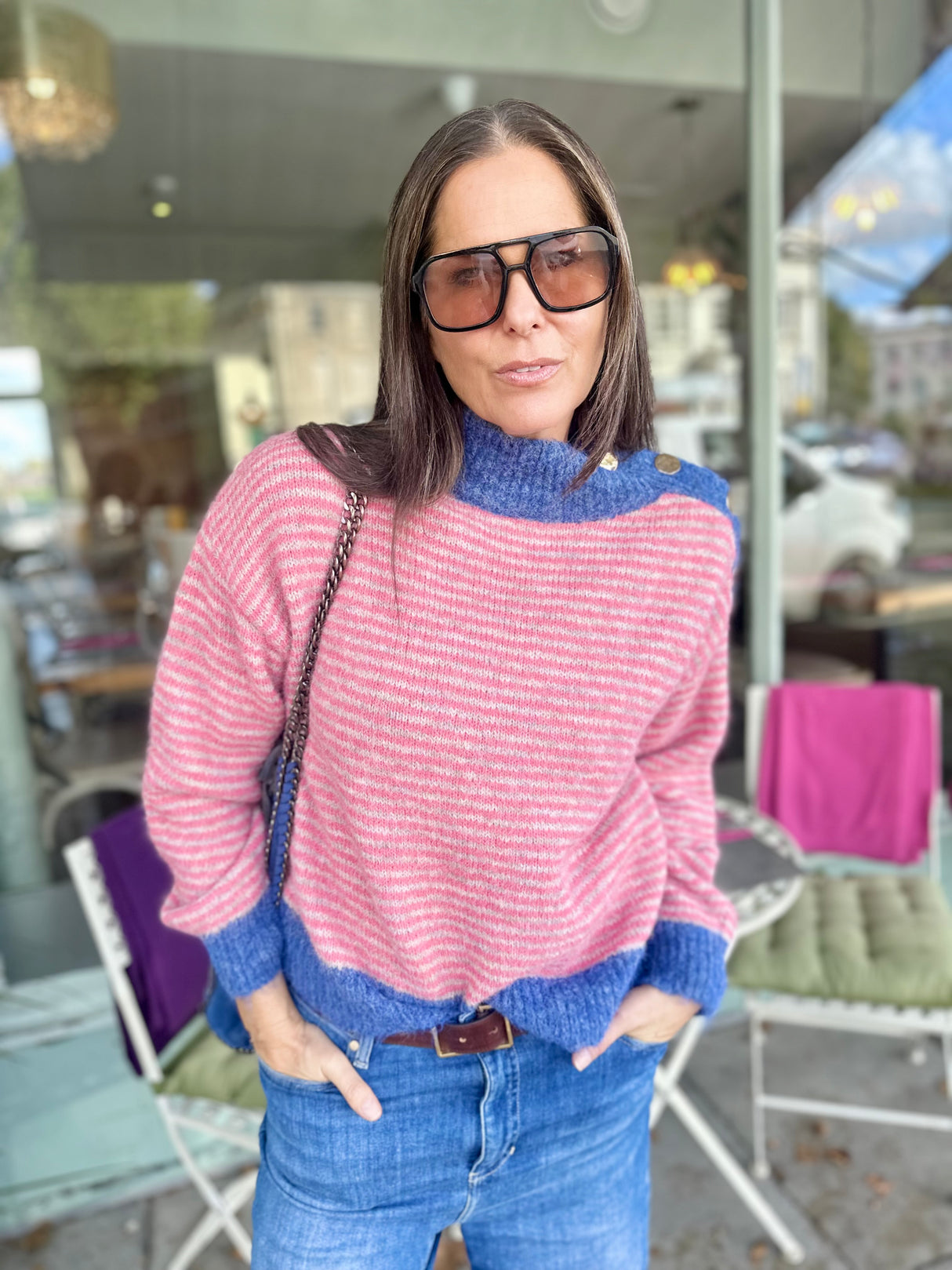 Alaia Knit with Buttons - Blue