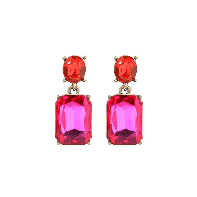 Oval Gem Earring - Pink/Orange