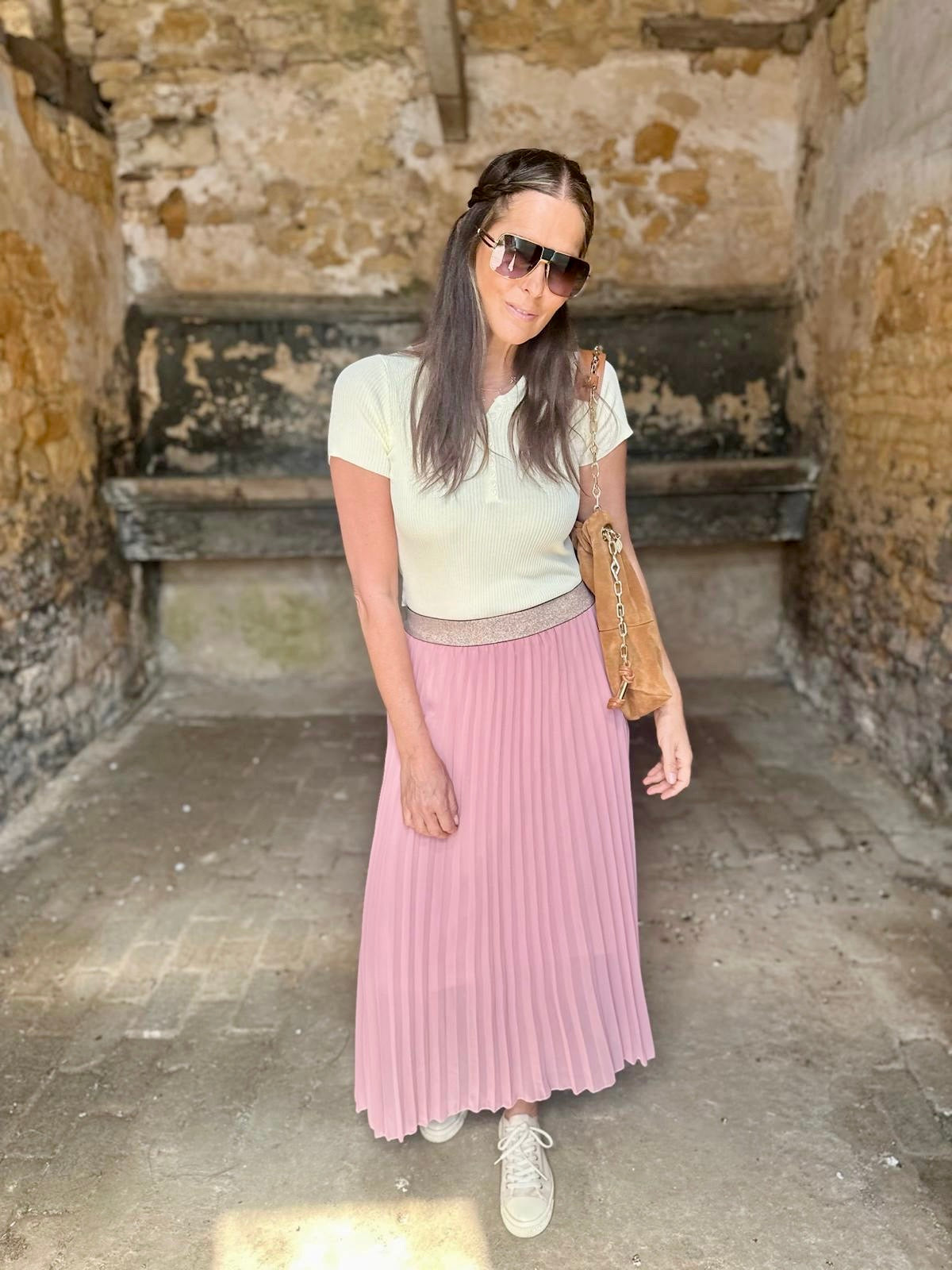 Kaia Midi Skirt - Rose Pink