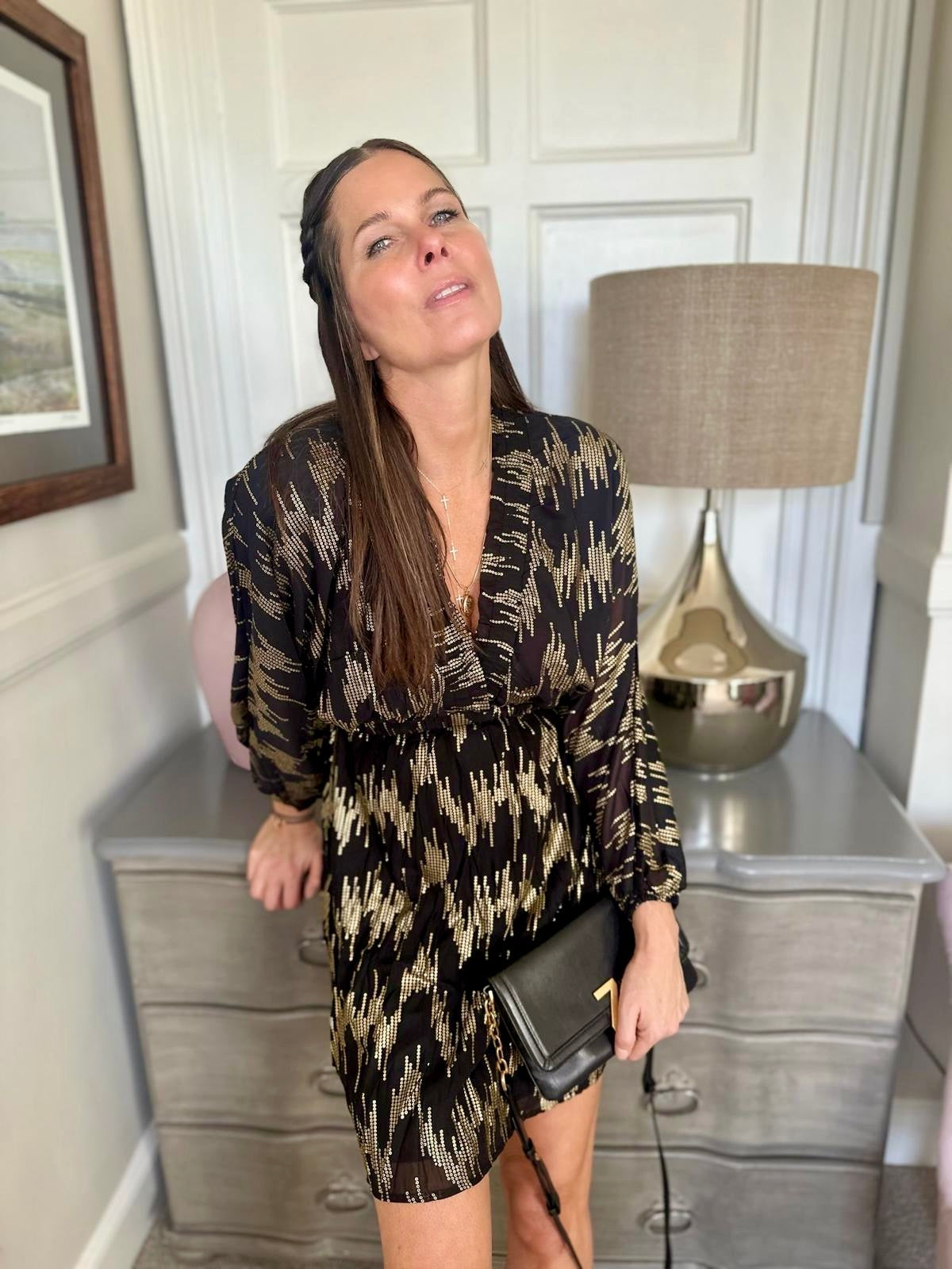 Sasha Mini Dress - Gold Print