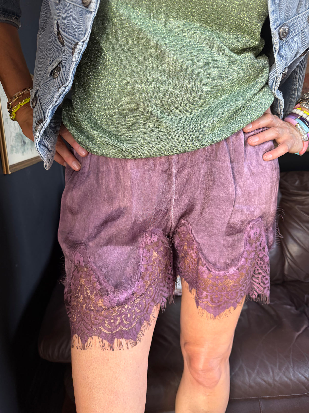 Lumi Lace Trim Short - Berry