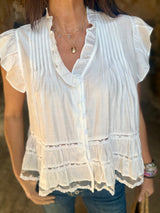 Arden Ruffle Blouse - White