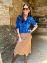 Kaite Silk Blend Skirt Camel