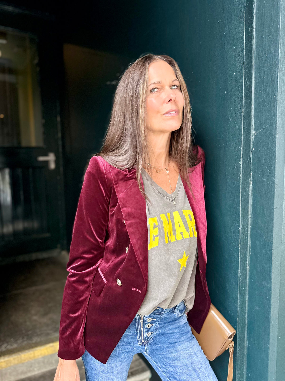 Victoria Velvet Blazer - Bordeaux