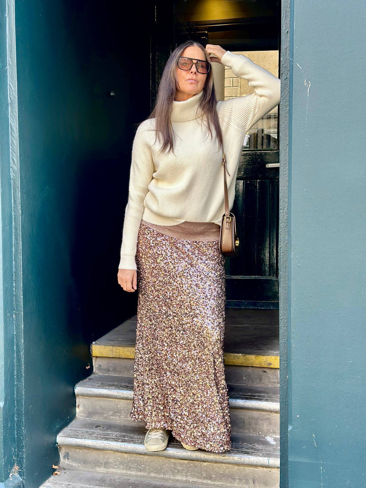 Seline Sequin Skirt - Rose Gold