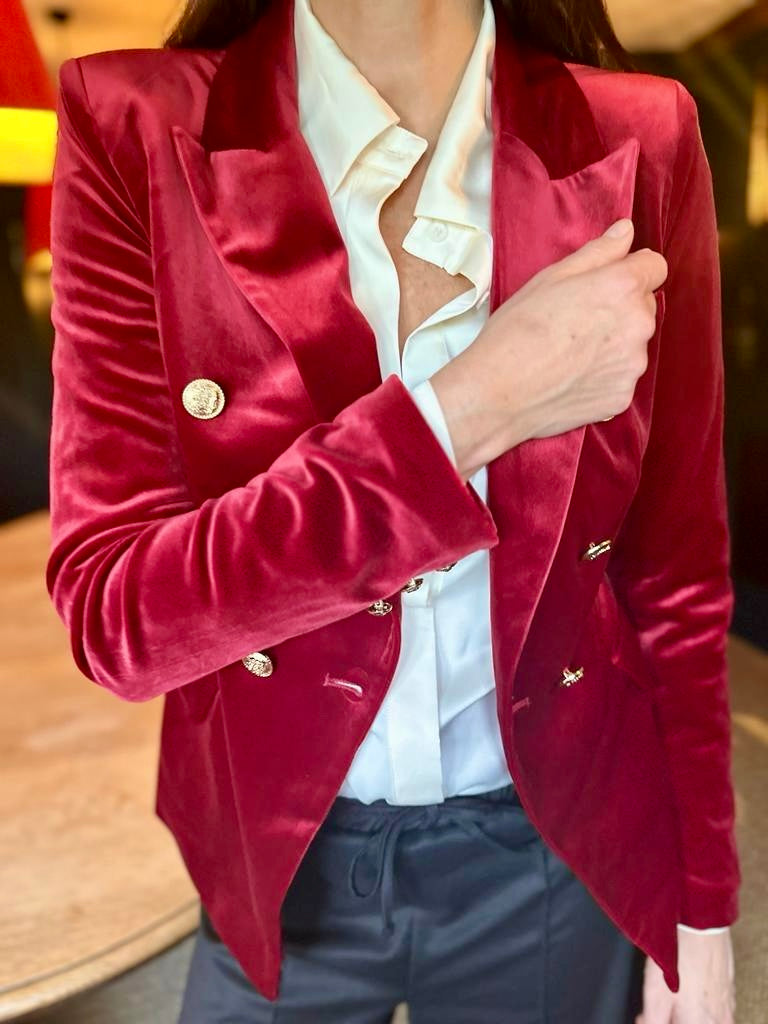 Blazer Victoria de terciopelo rojo