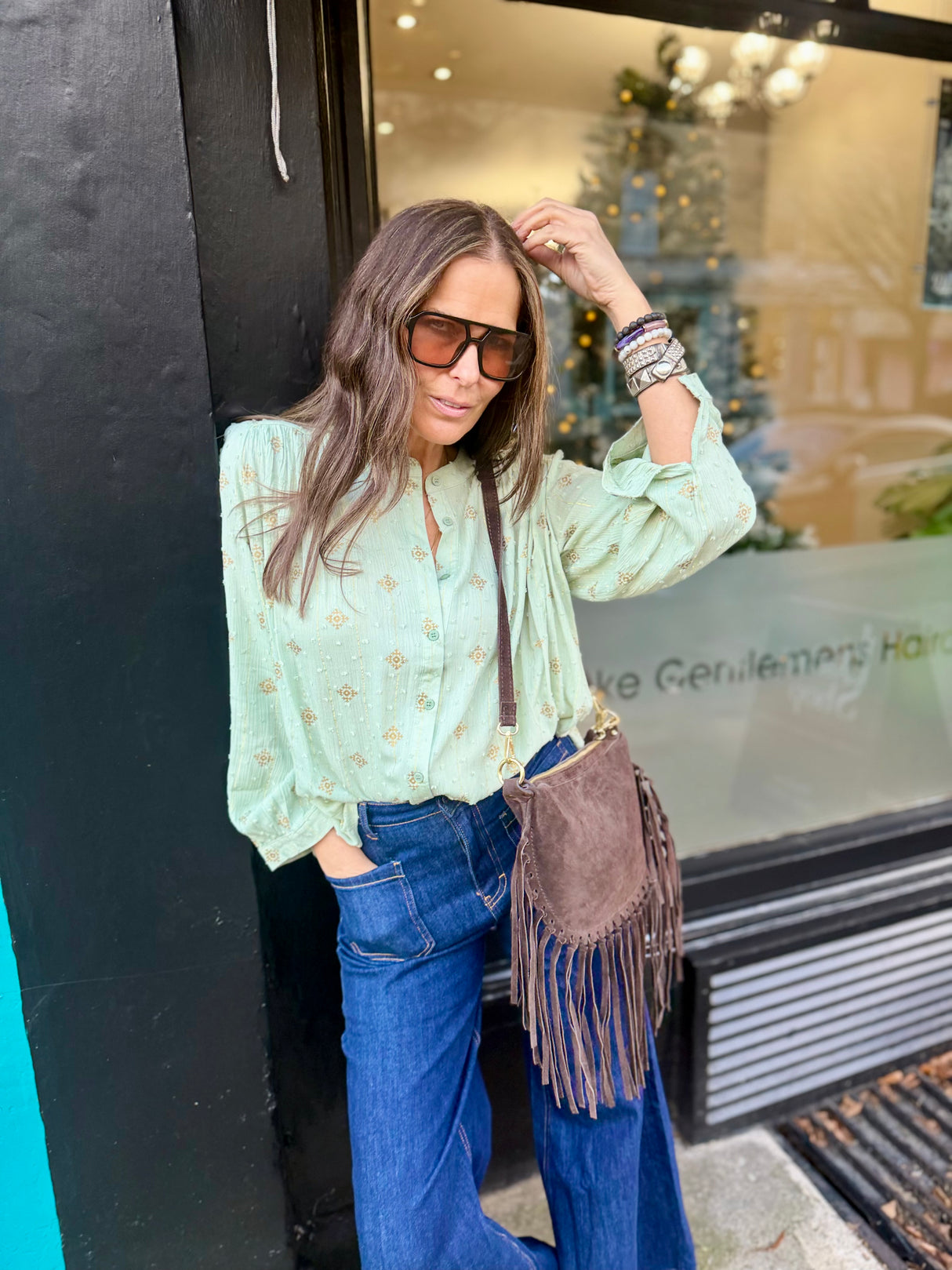 Greta Printed Blouse - Mint