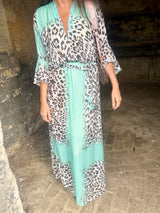 Grace Animal Print Maxi Dress - Mint