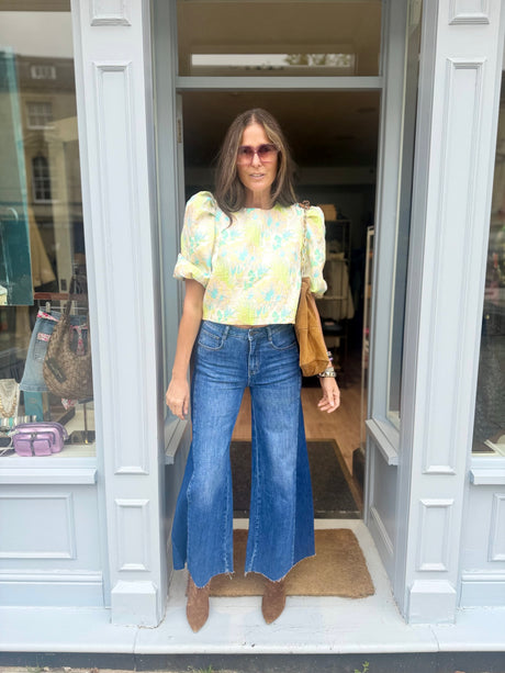 Novalie Cropped Blouse - Blue