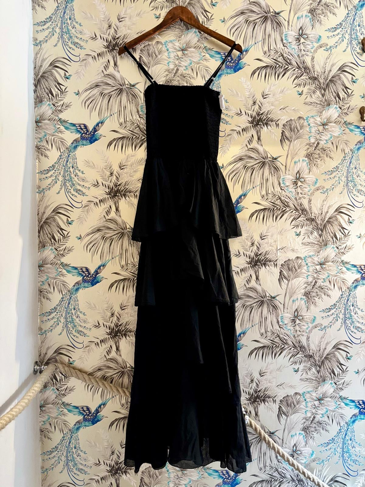 Lilou Ruffled Maxi Dress - Black