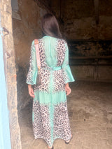 Grace Animal Print Maxi Dress - Mint