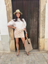 Talia Beaded Mini Skirt - Cream