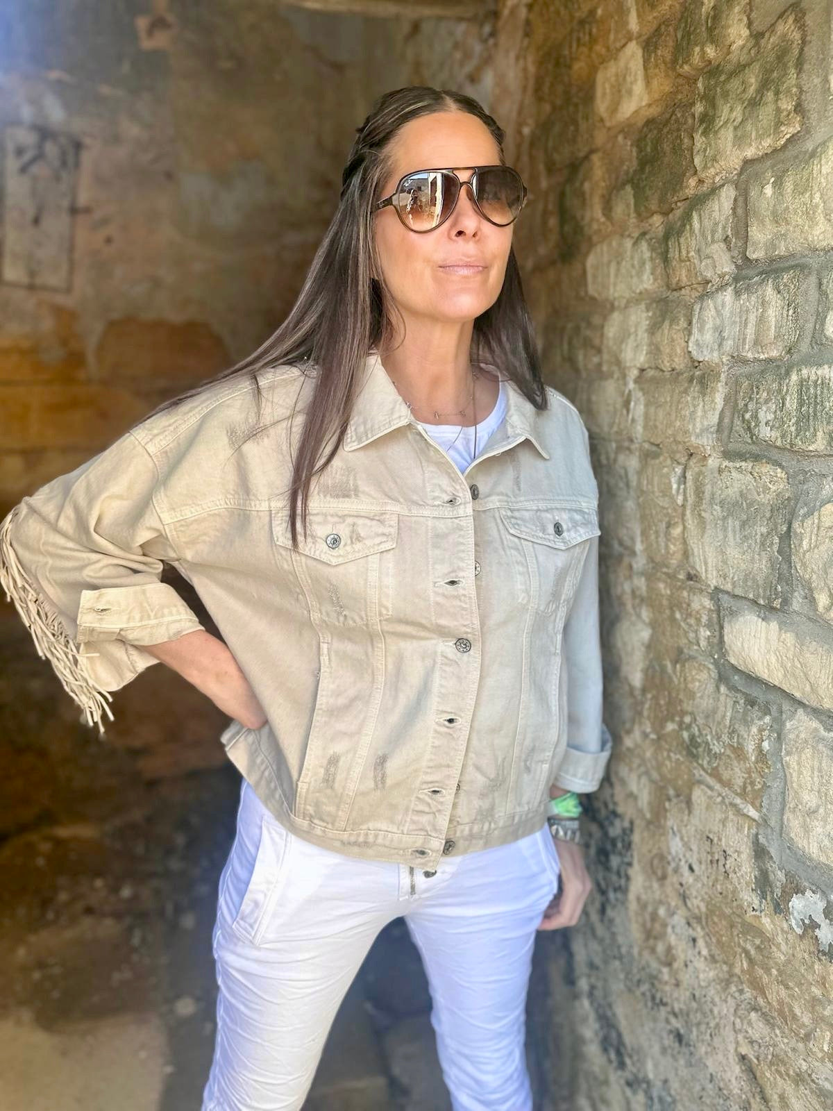 Chaqueta vaquera Dallas color piedra